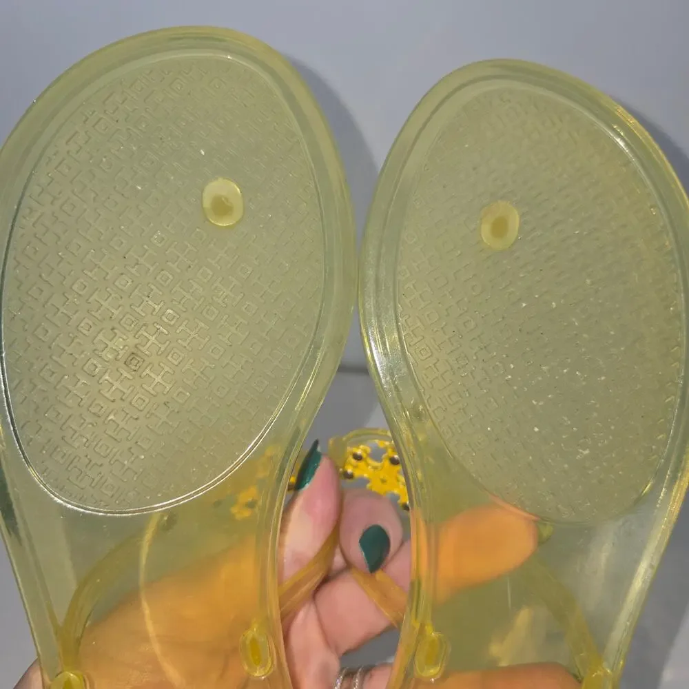 Tory Burch Mini Miller Flat Thong Jelly Sandal Yellow Citrus Size 8